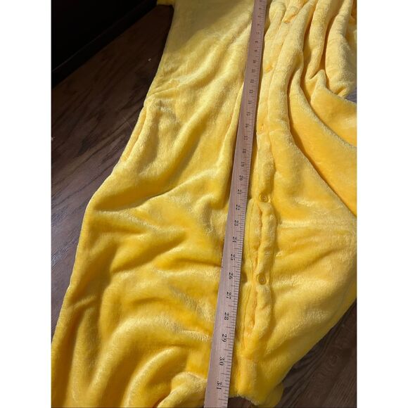 Pokemon 1 piece Pajamas Adult Large buttons footed hooded yellow - Picture 9 of 9